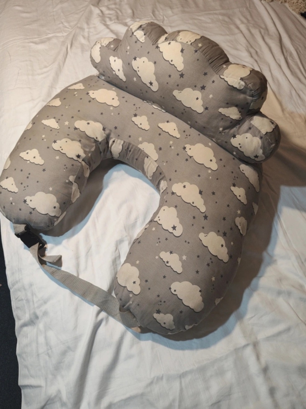 Unbranded Grey Cloud Pattern Support Pillow for Nursing & Comfort